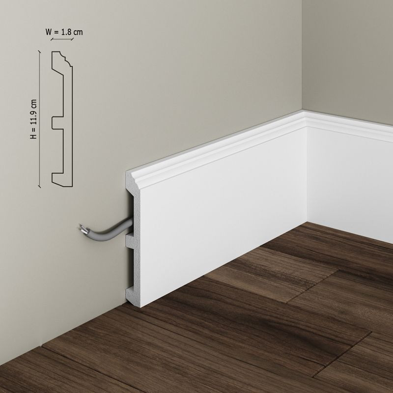 Plinta decorativa din polimer rigid S20 - 11.9x1.8x200 cm - 2 | YEO