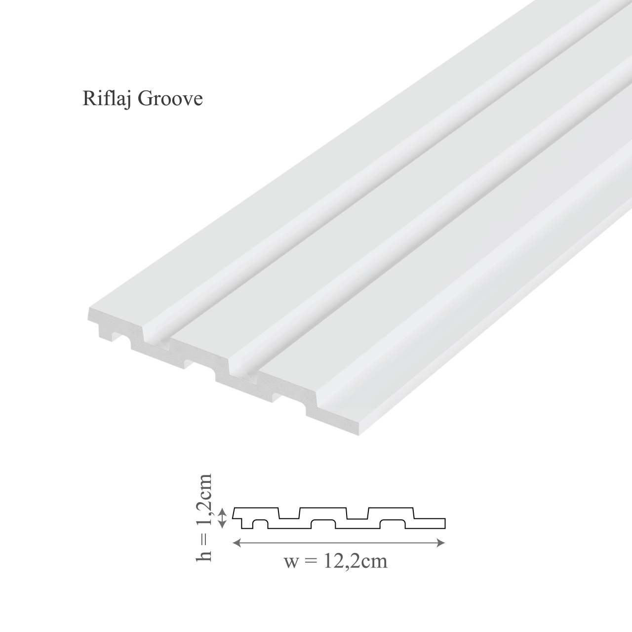 Profil dreapta panou riflaj decorativ 3D, model Groove/Moon R - 2.7x1.2x250 cm - 1 | YEO