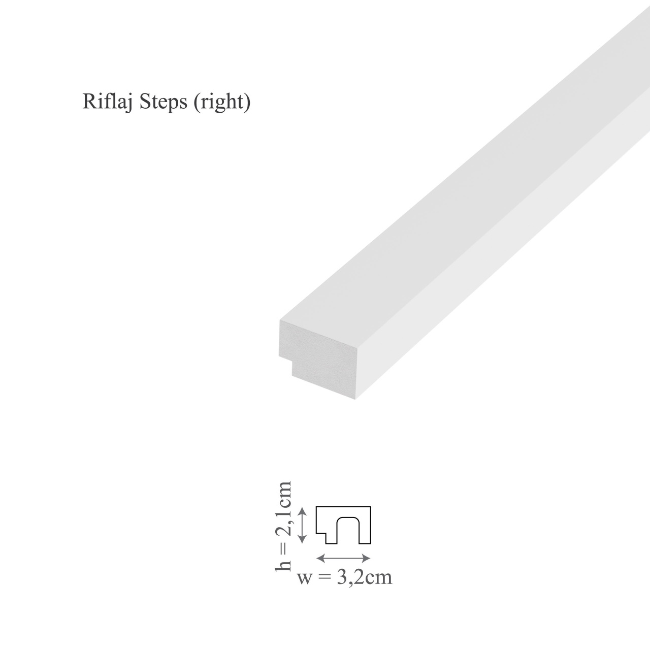 Profil dreapta panou riflaj decorativ 3D, model Steps - 3.1x2.1x290 cm