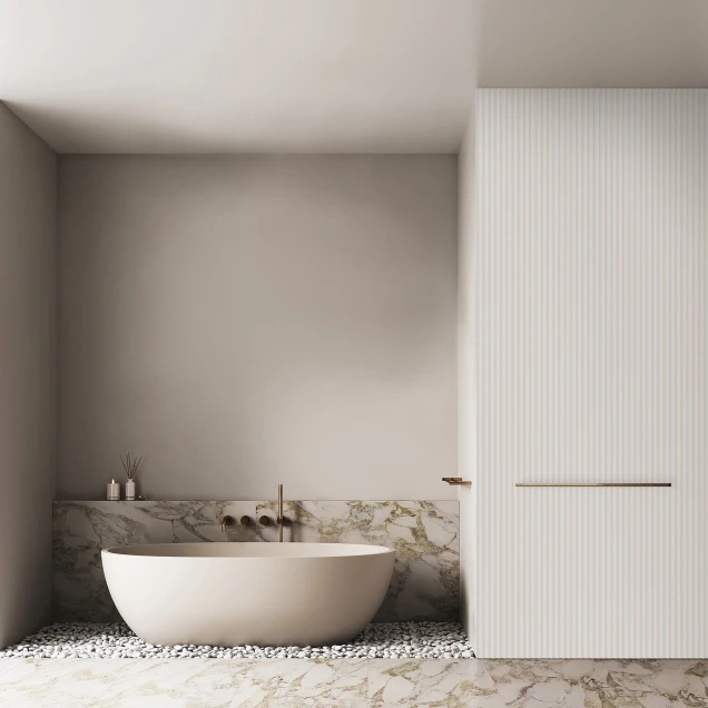 Profil dreapta pentru riflaj decorativ Gresso, Natural Light, 270x3.2cm, Lamelio