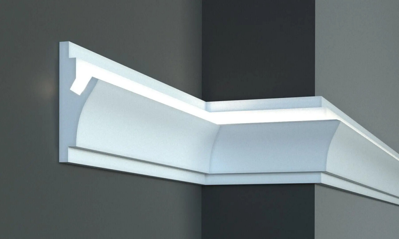 Profil pentru banda LED din polistiren extrudat acoperit cu rasina minerala KD402 - 15x5.5x115 cm - 3 | YEO