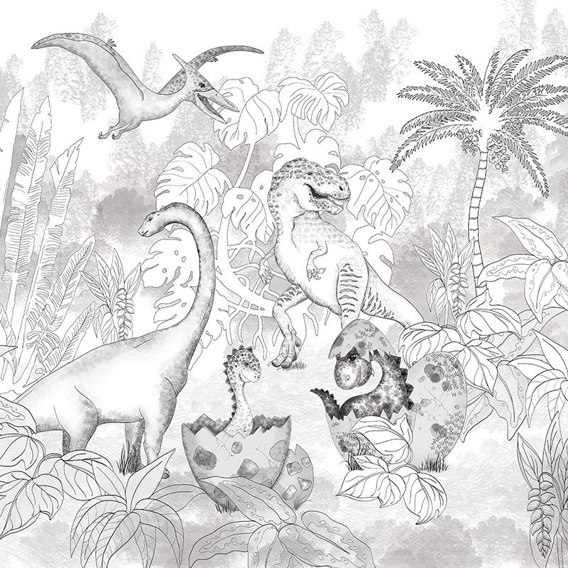 Tapet David\'s Dino in Grey, VLAdiLA - 1 | YEO