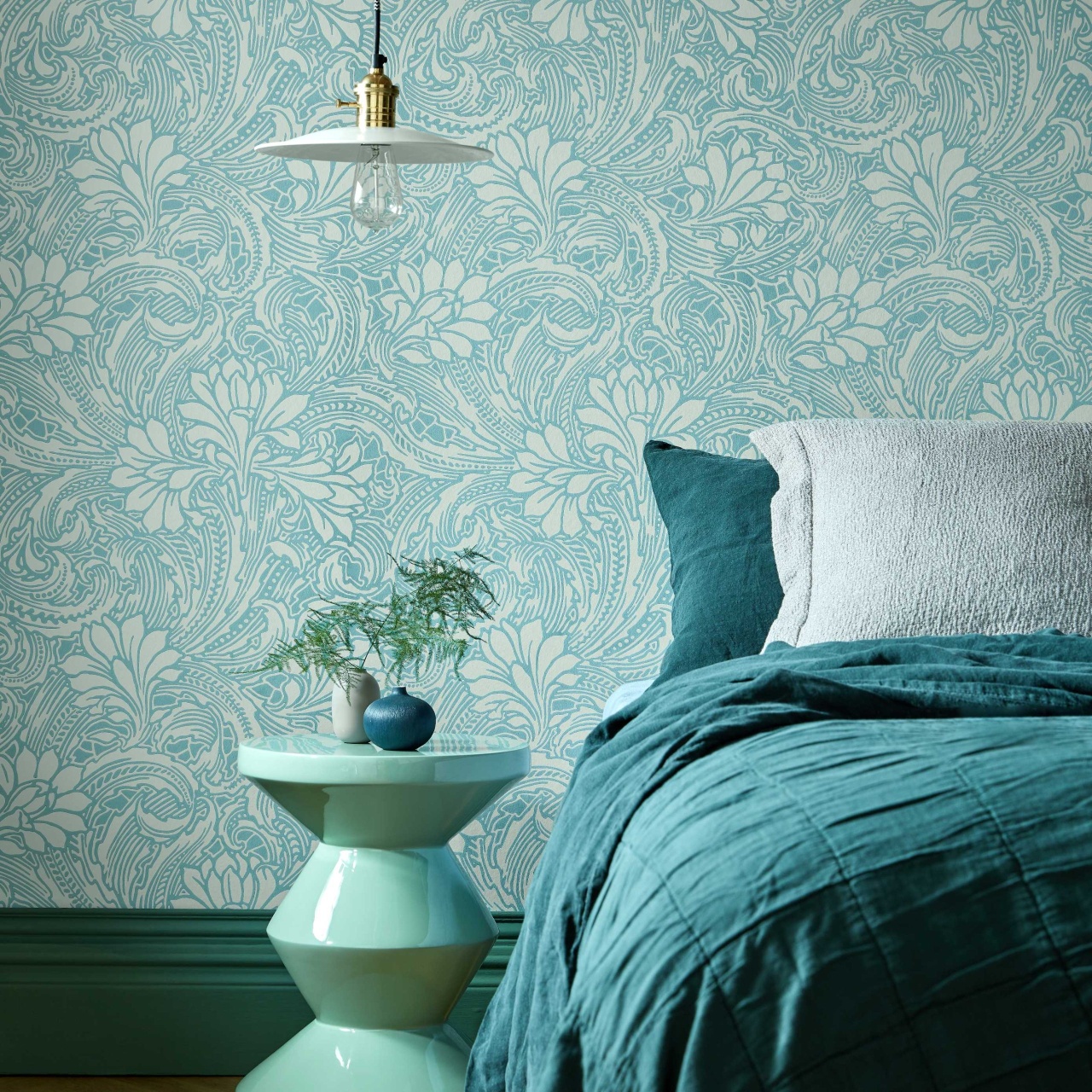 Tapet, Eden, Soft Teal, 1838 Wallcoverings, 5.3mp / rola