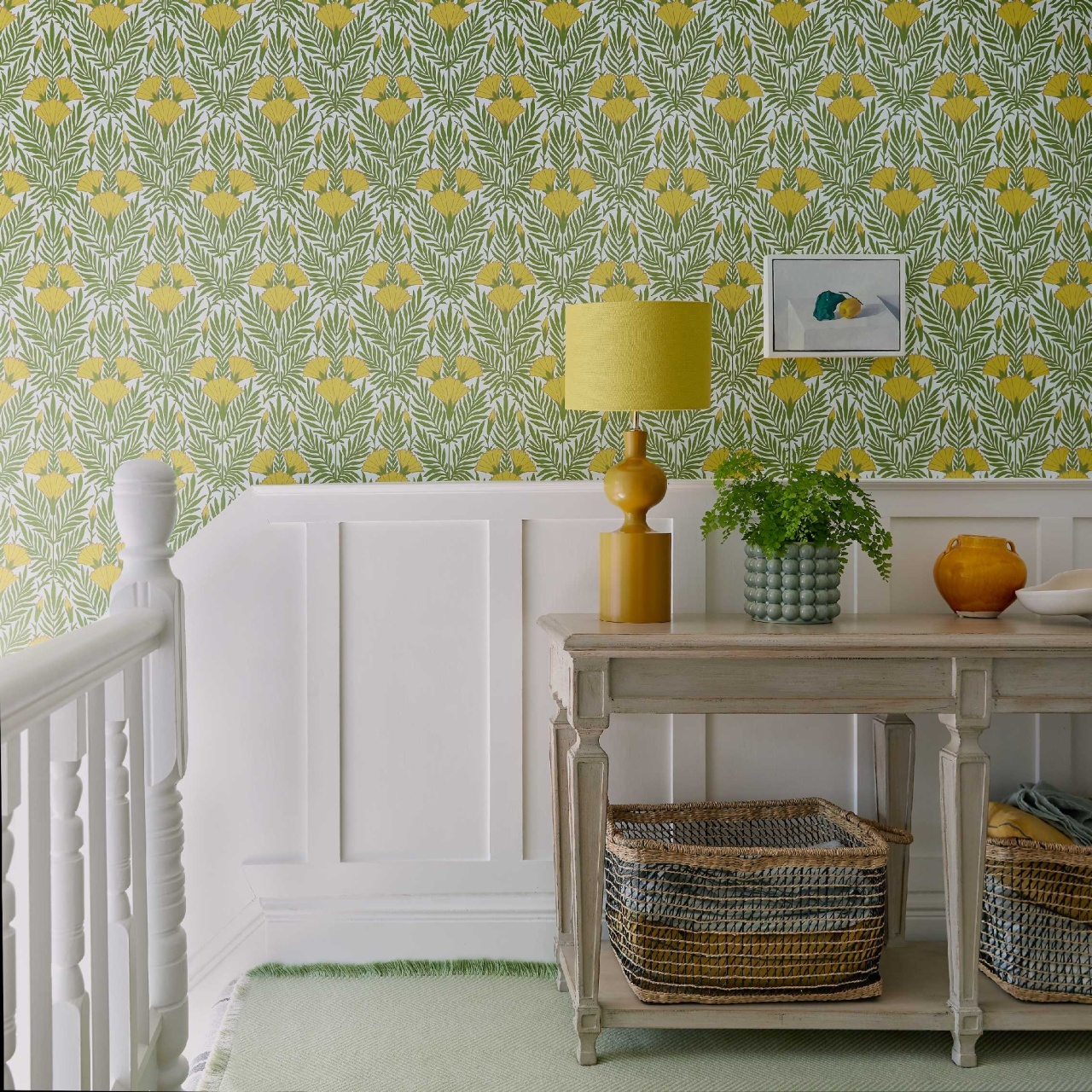 Tapet, Floral Fanfare, Vivid Yellow, 1838 Wallcoverings, 5.3mp / rola
