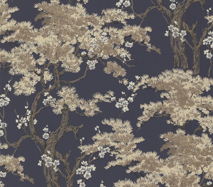 Tapet, Harewood, Navy Blue Luxury Chinoiserie, 1838 Wallcoverings, 5.3mp / rola