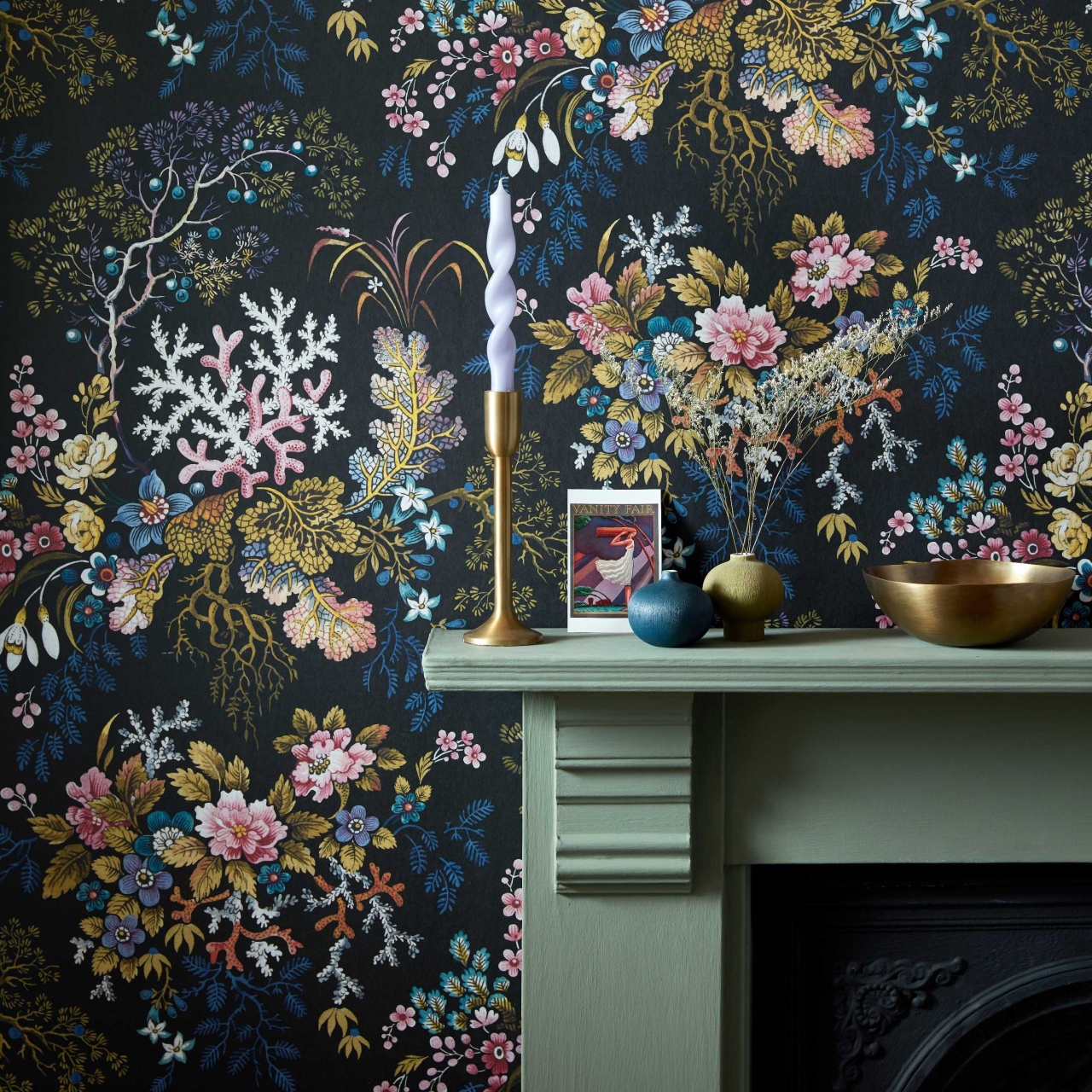 Tapet, Killburn's Coral, Midnight Black, 1838 Wallcoverings, 5.3mp / rola