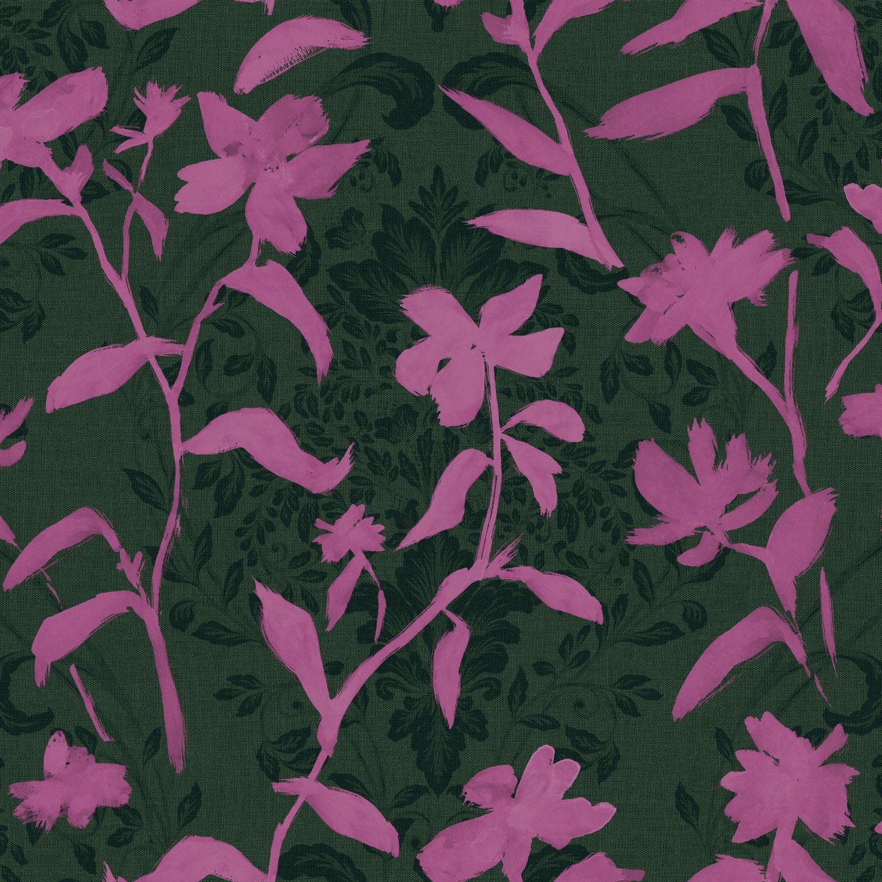 Tapet lavabil Blooming Damask, Fuchsia, TresTintas 5mp / rola - 2