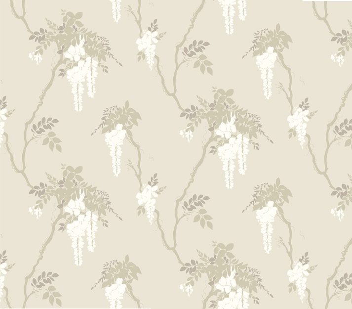 Tapet, Leonora, Ivory Neutral Luxury Floral, 1838 Wallcoverings, 5.3mp / rola