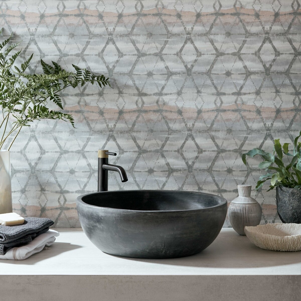 Tapet, Mineral, Marble Grey Luxury Geometric, 1838 Wallcoverings, 5.3mp / rola