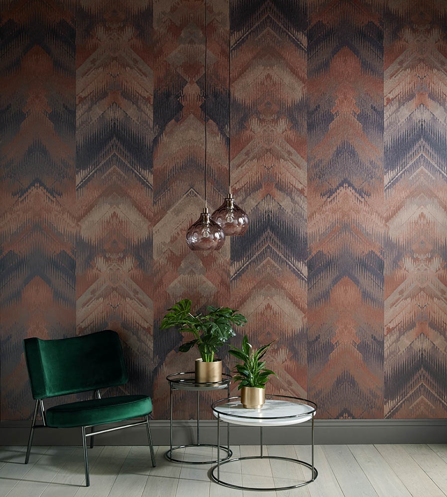 Tapet, Reflections, Copper Luxury Geometric, 1838 Wallcoverings, 6.5mp / rola