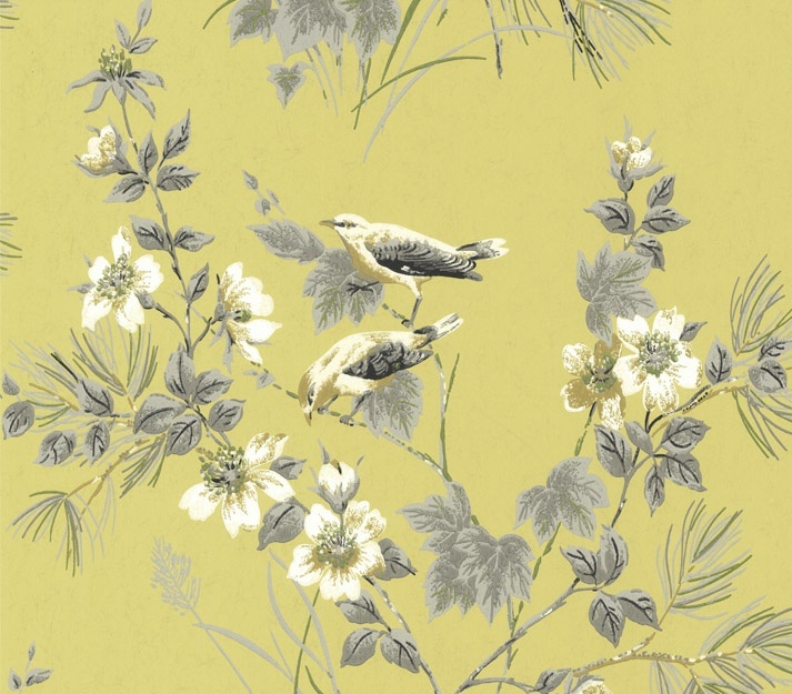 Tapet, Rosemore, Yellow Luxury Bird, 1838 Wallcoverings, 5.3mp / rola - 2