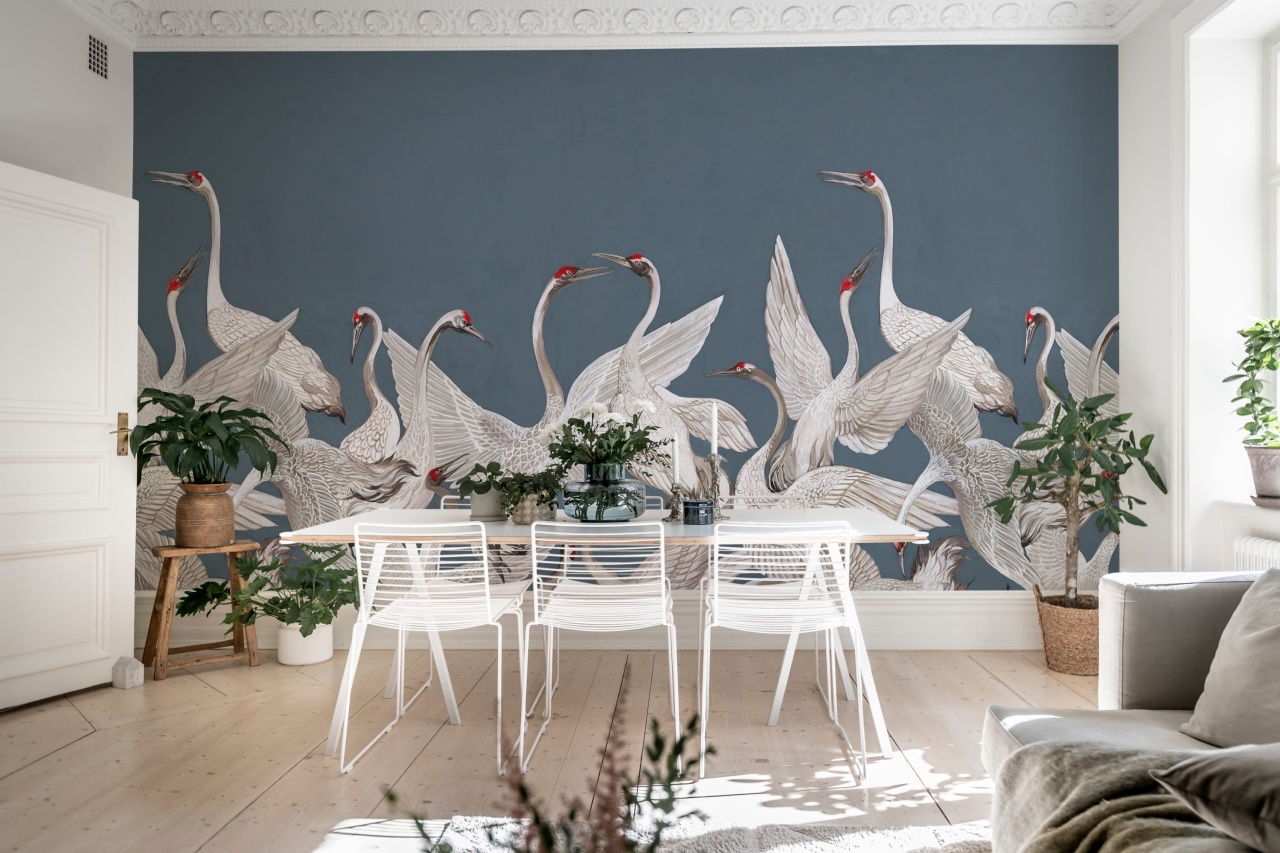 Tapet Soaring Cranes, Blue, Rebel Walls - 2 | YEO