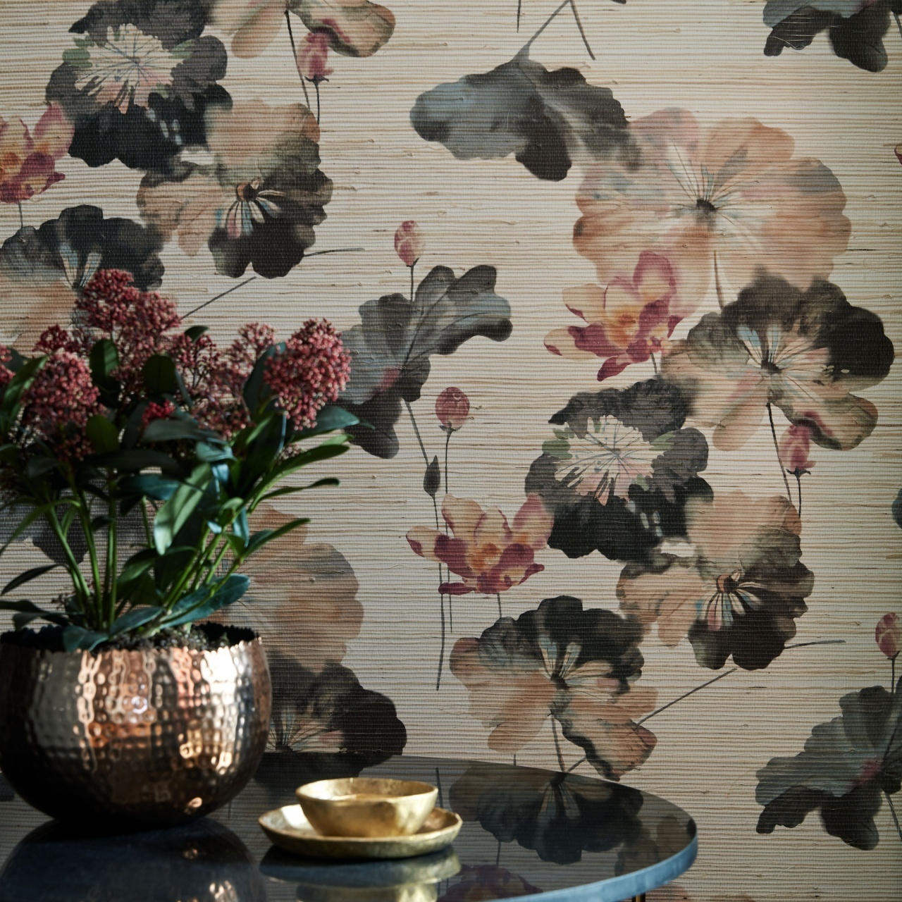 Tapet, Water Lilies, Fibre naturale (Grasscloth), 1838 Wallcoverings, 5.1mp / rola
