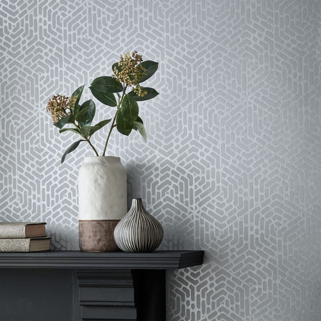 Tapet, Willow, Silver Luxury Geometric, 1838 Wallcoverings, 5.3mp / rola
