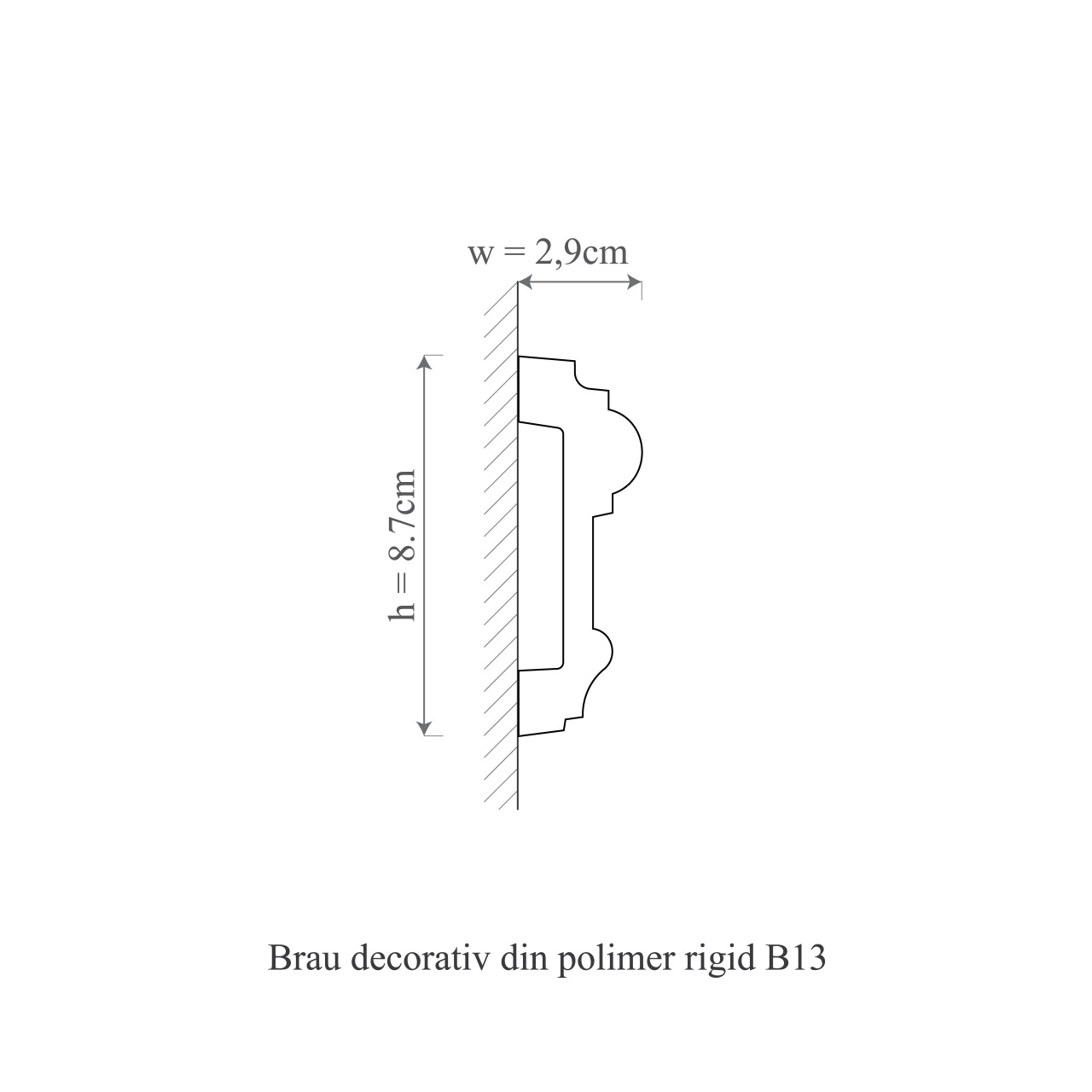 Brau decorativ din polimer rigid B13 - 8.7x2.9x200 cm - 2 | YEO