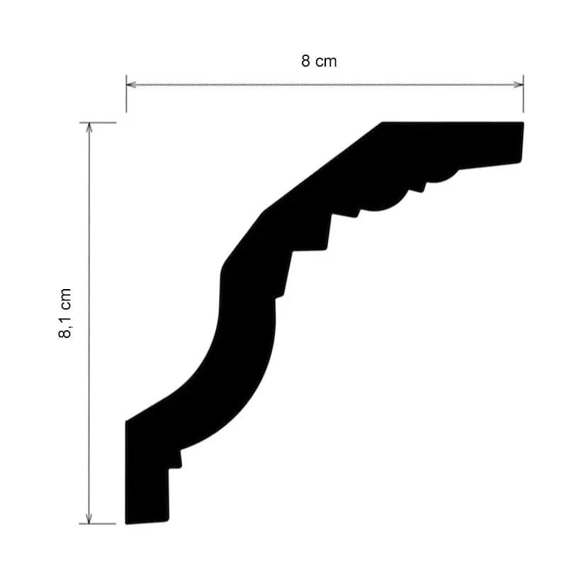 Cornisa decorativa din poliuretan Flexibil P905EF - 8.1x8x200 cm - 1 | YEO