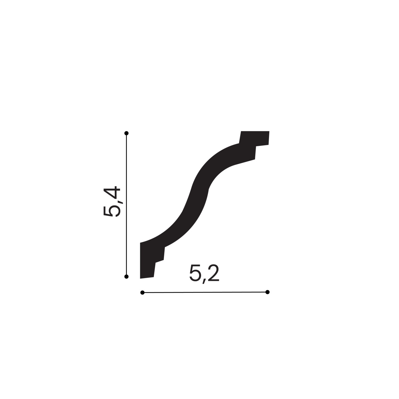 Cornisa polimer rigid, Manavi, C6 - 5.4x5.2x200 cm — imaginea 2