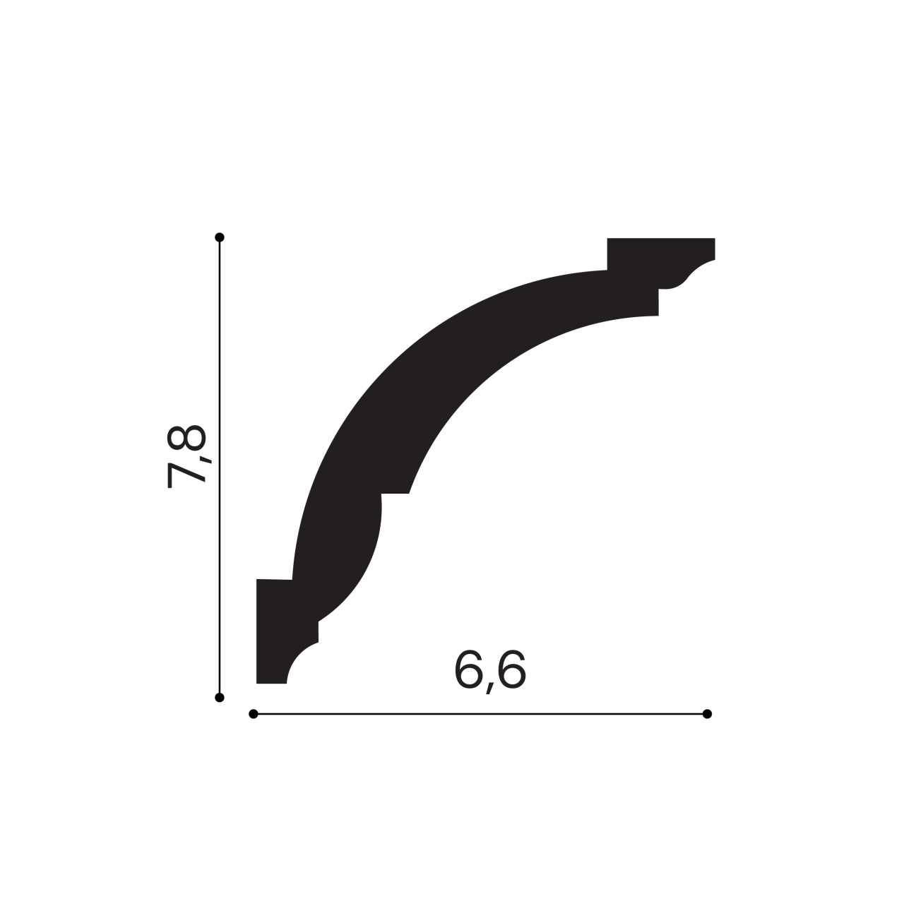 Cornisa polimer rigid, Manavi, C7 - 7.8x6.6x200 cm — imaginea 2