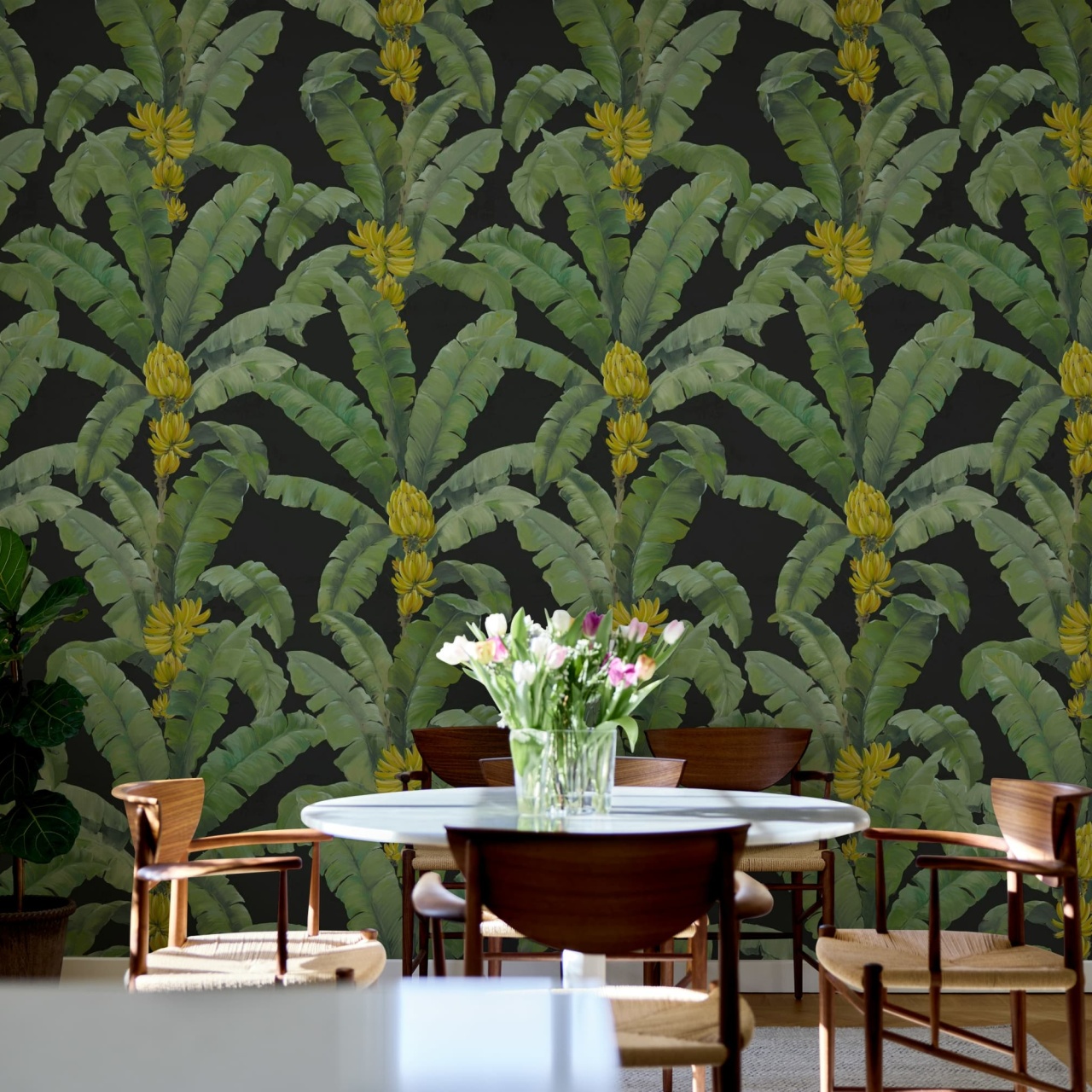 Fototapet, Banana Leaf, Black, Rebel Walls - 3