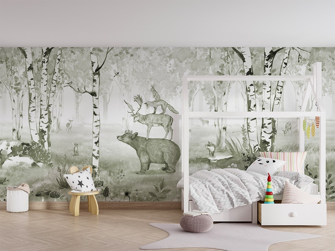 Fototapet Bear King - Green, Kikki Belle