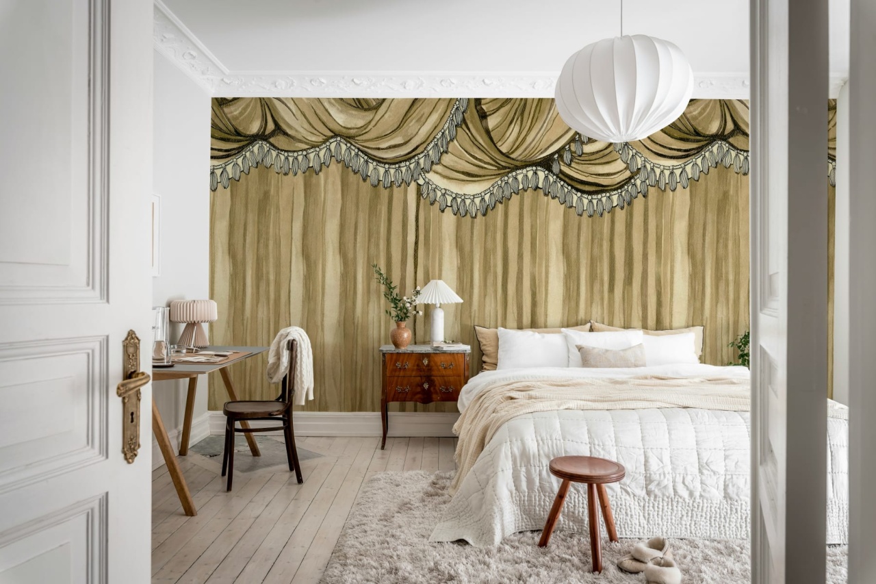 Fototapet, Behind the Curtains, Beige, Rebel Walls - 3
