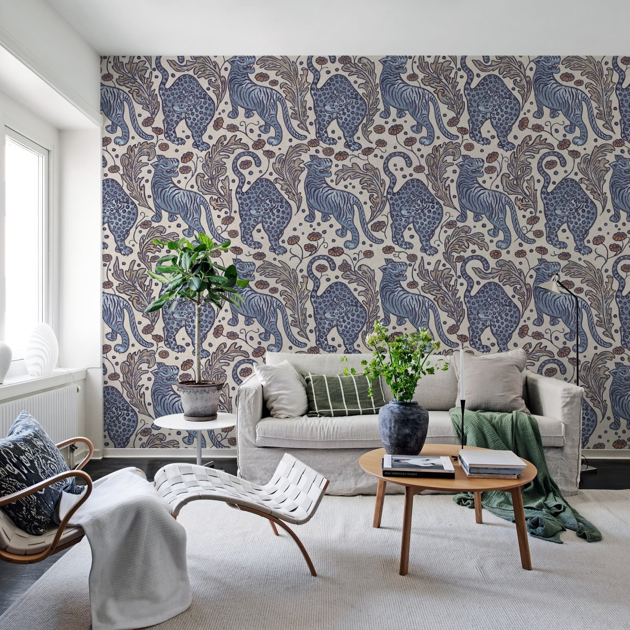 Fototapet, Bold Tigers, Blue, Rebel Walls - 3