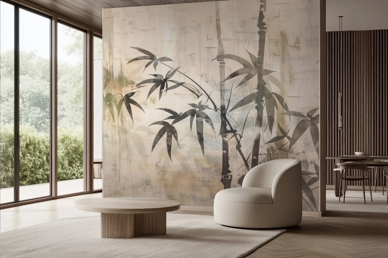 Fototapet Botanic Beige Naturel Bambou Rêve BNB200 — imaginea 2