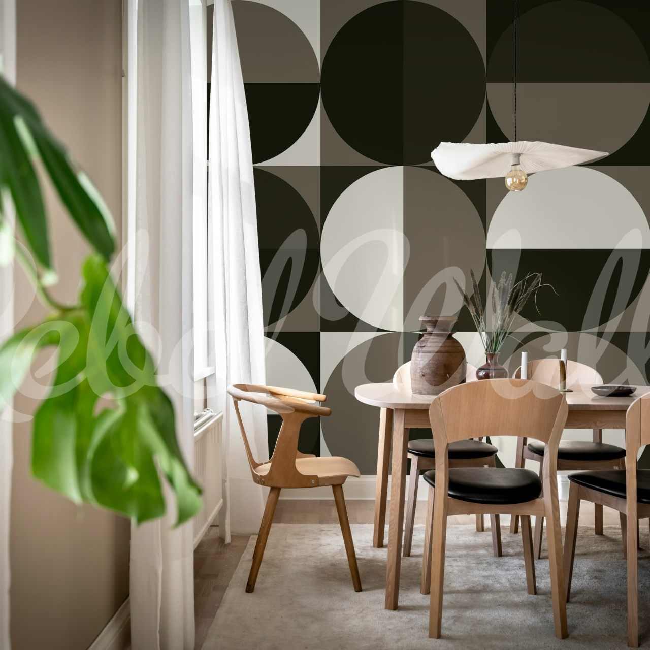Fototapet, Circle Grid, Brown, Rebel Walls
