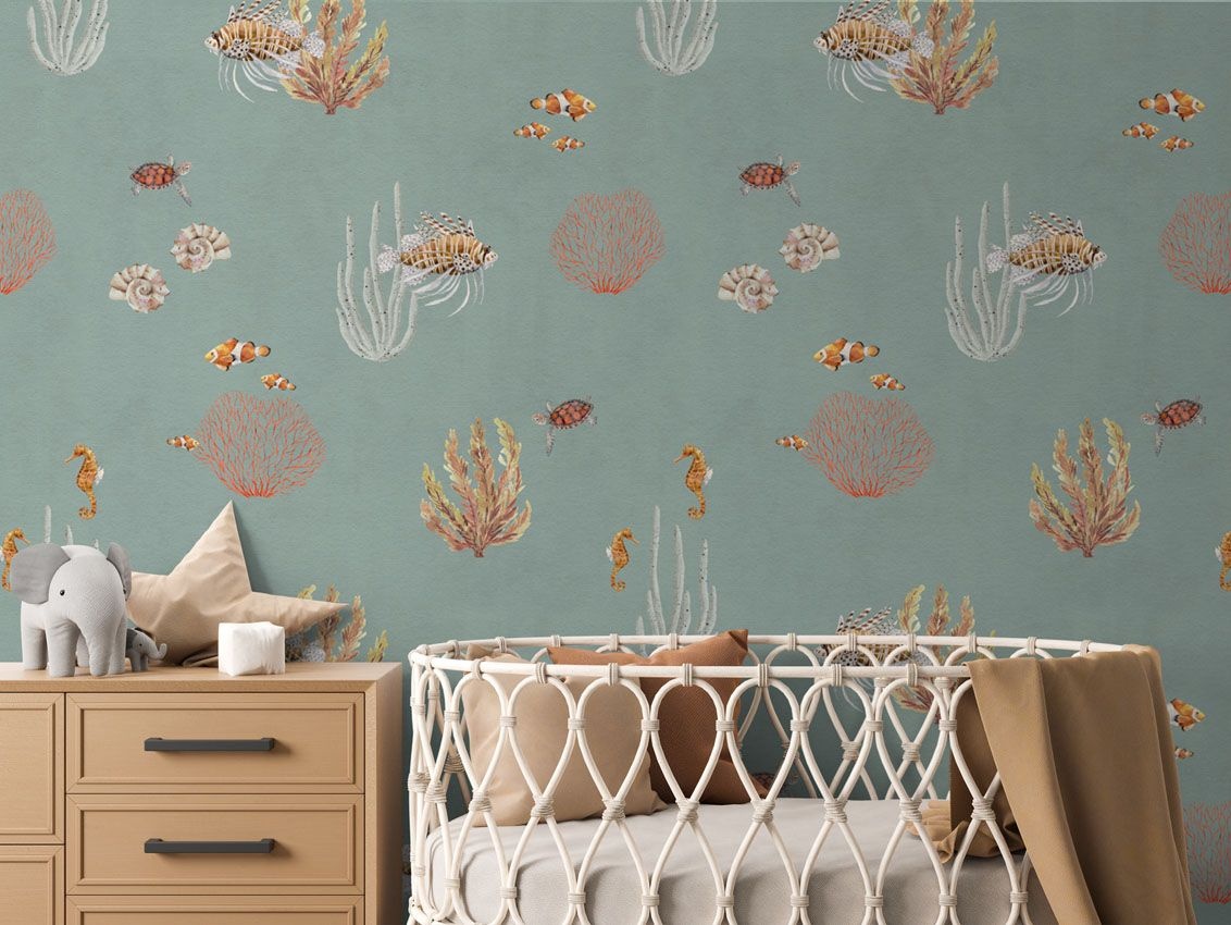 Fototapet Coral Garden - Blue, Kikki Belle