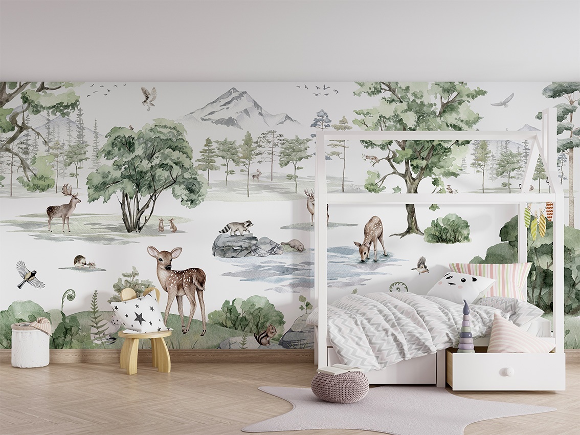 Fototapet Deer Forest - Winter, Kikki Belle