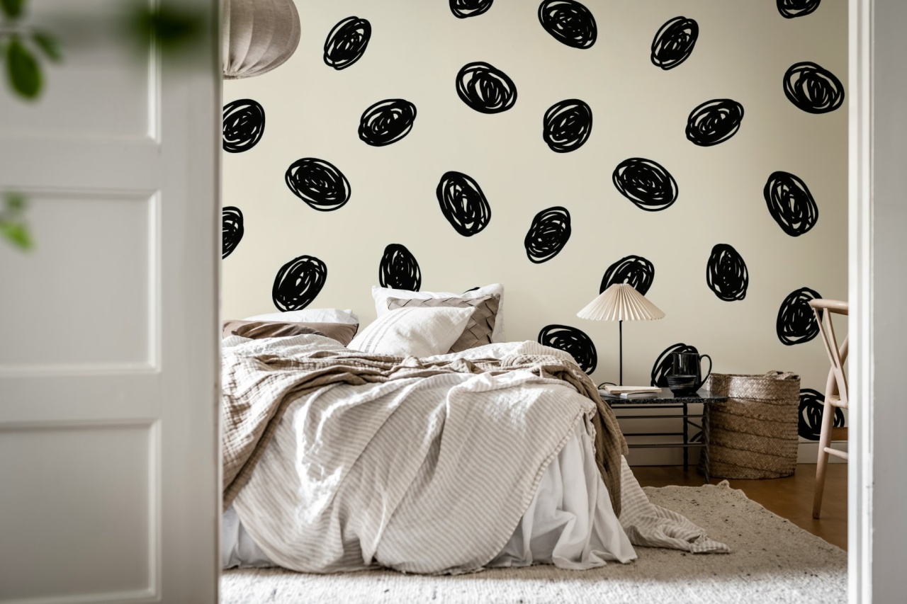 Fototapet, Doodle Dots, Black, Rebel Walls - 3