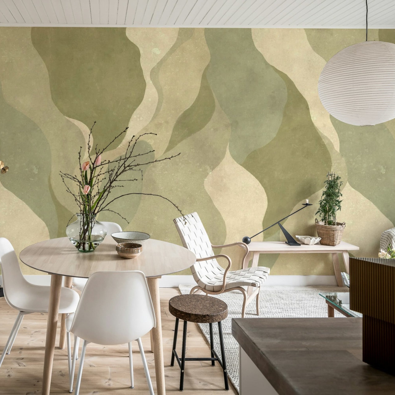 Fototapet, Flowing Forms, Green, Rebel Walls