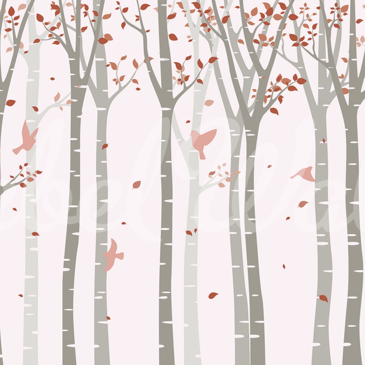 Fototapet, Forest Birds, Pink, Rebel Walls - 2