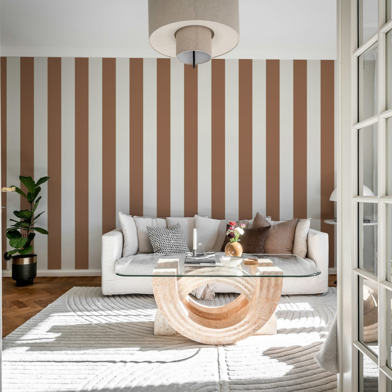 Fototapet, Happy Stripes, Mocha Mousse, Rebel Walls