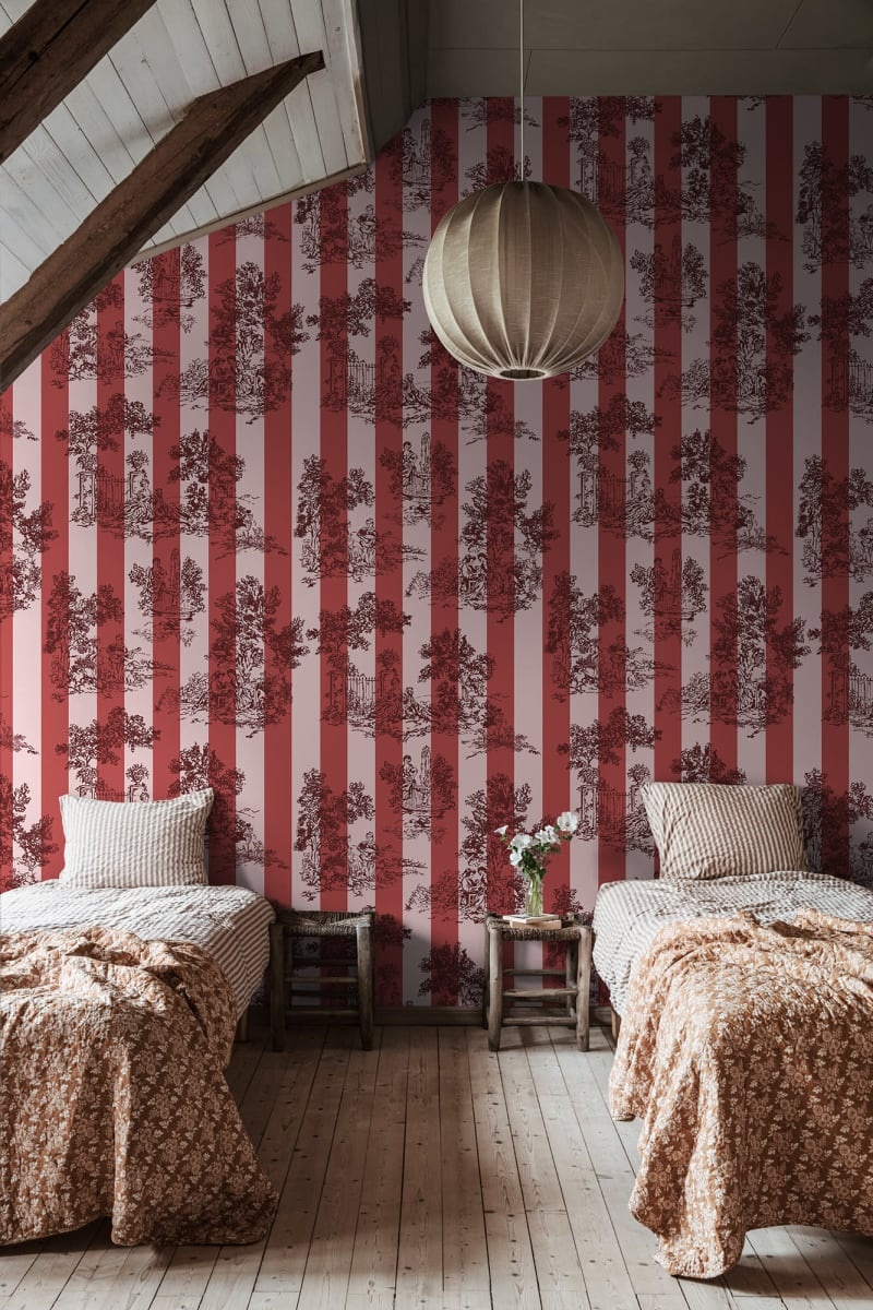 Fototapet, Happy Toile, Raspberry, Rebel Walls