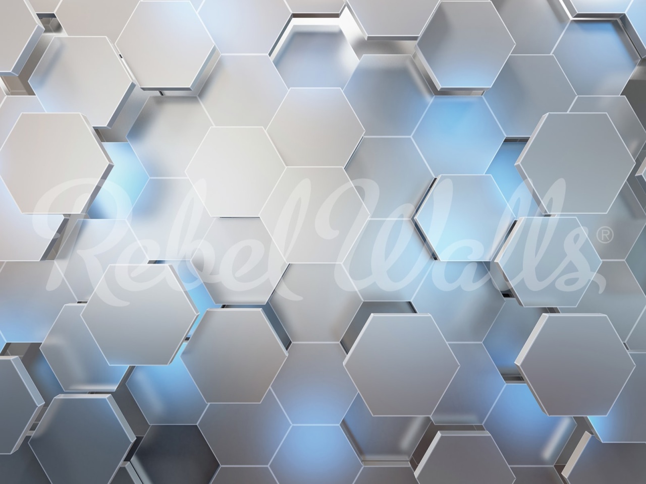 Fototapet, Hexagon, Gray, Rebel Walls - 2