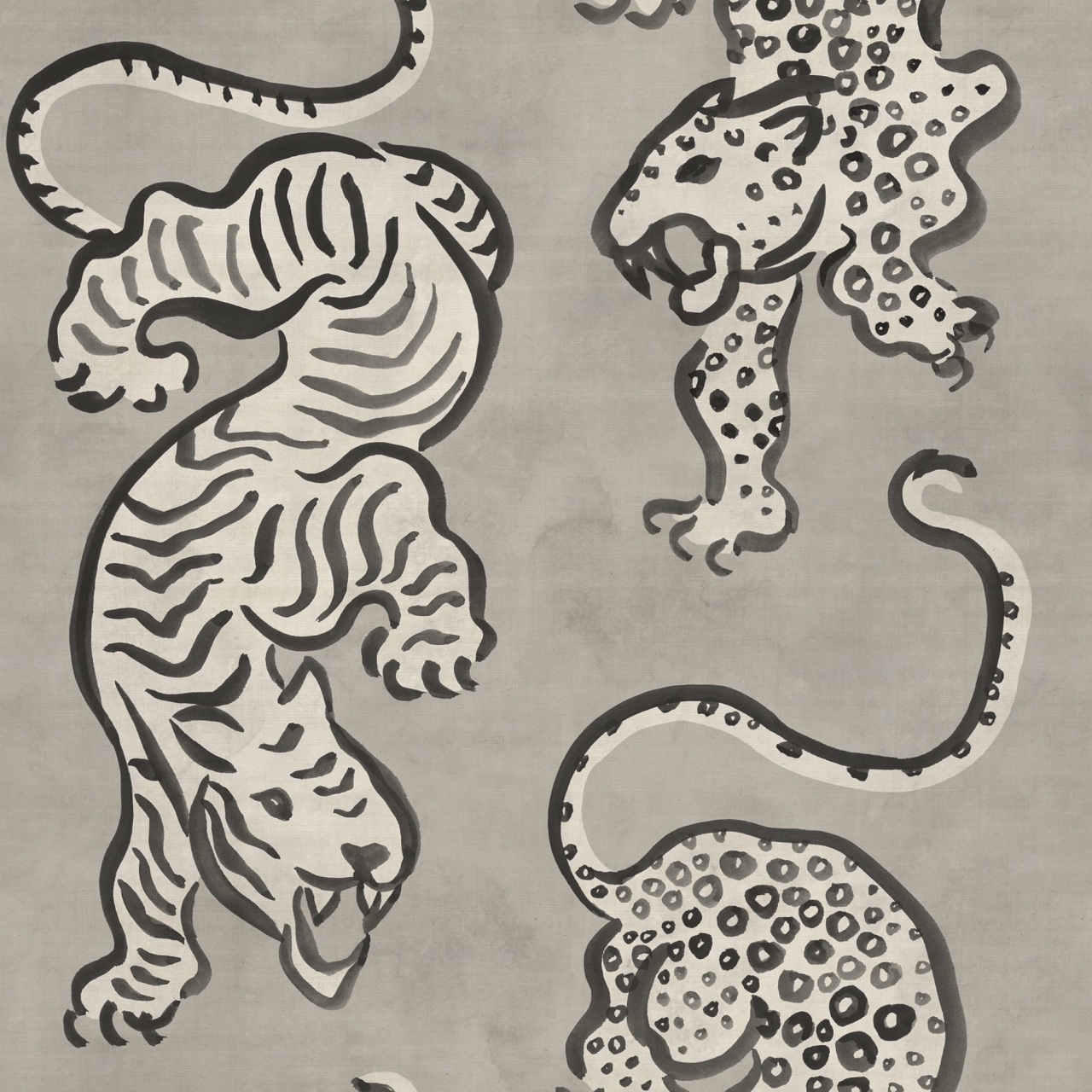 Fototapet, Ink Tiger, Gray, Rebel Walls - 2
