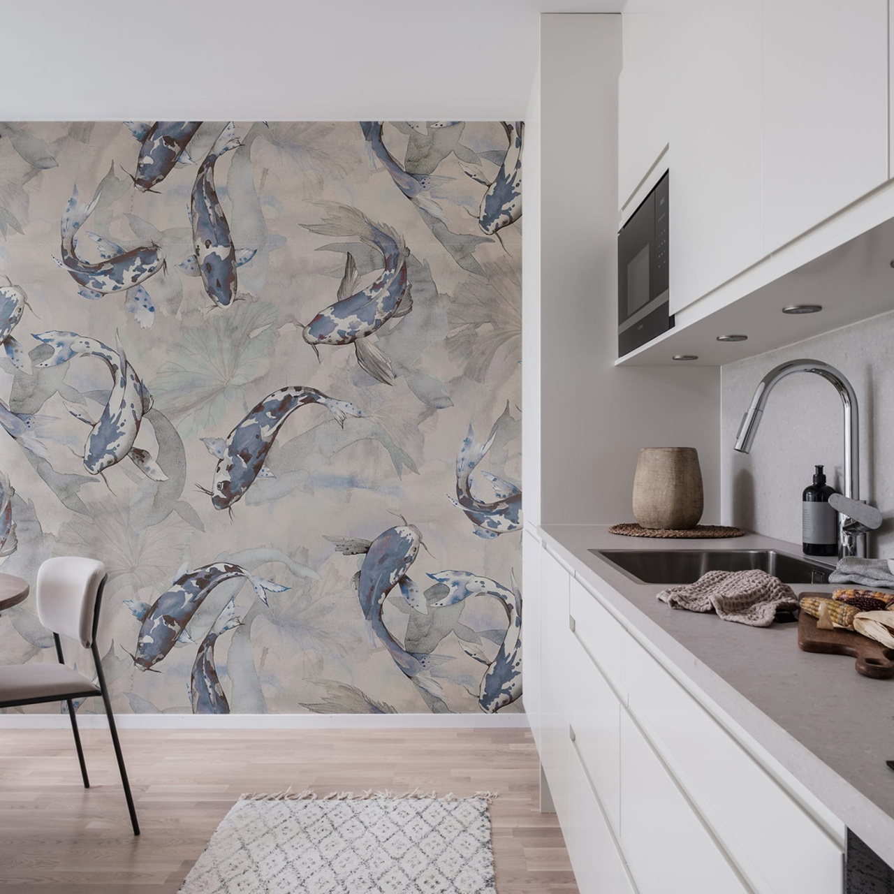 Fototapet, Koi, Blue, Rebel Walls