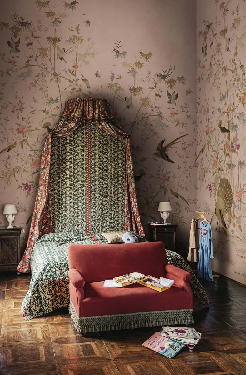 Fototapet lavabil, Chinoiserie Garden, Pink, Sandberg