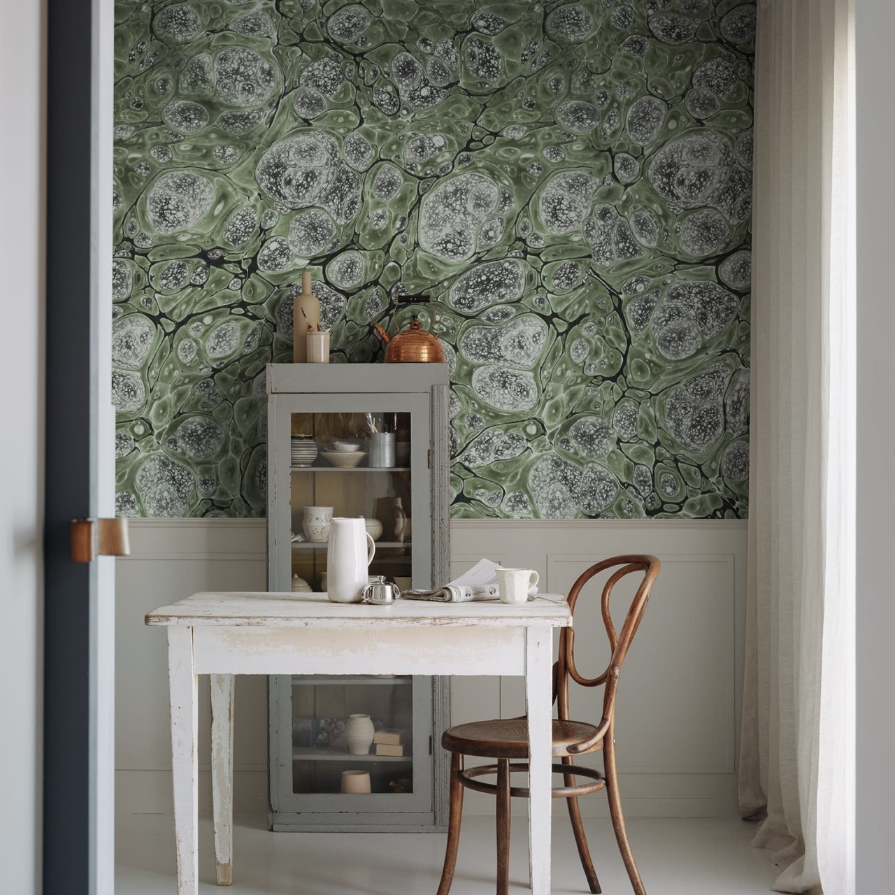Fototapet, Marbling, Green, Rebel Walls - 3