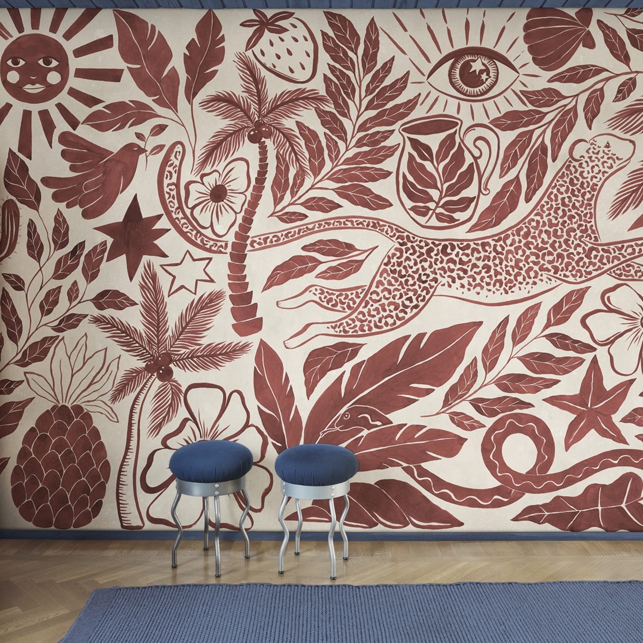 Fototapet, Midnight Tropics, Red, Rebel Walls - 3