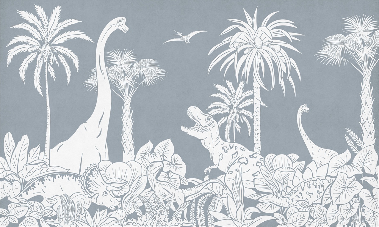 Fototapet Monochrome Dino - Blue, Kikki Belle - 2