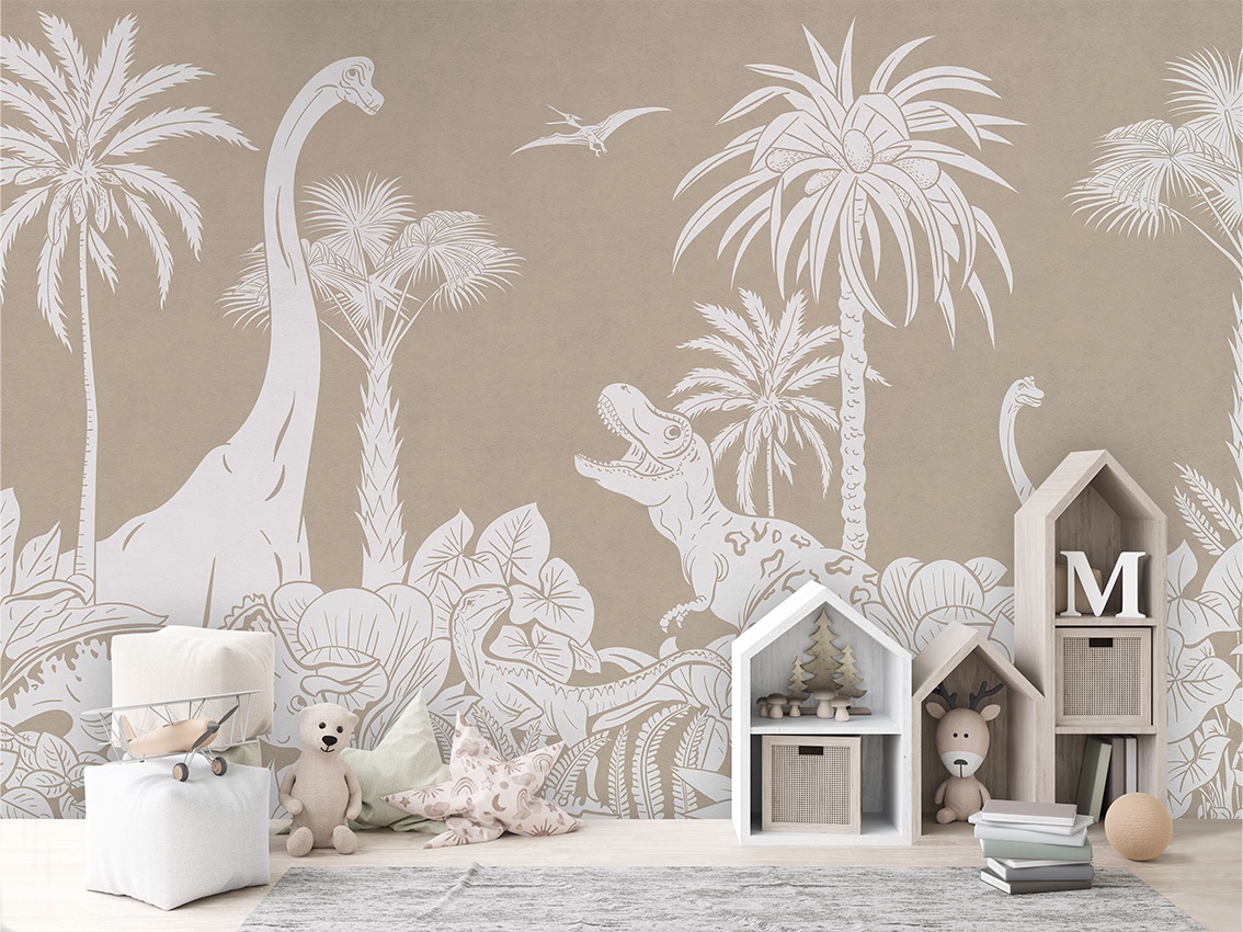 Fototapet Monochrome Dino - Brown, Kikki Belle - 3