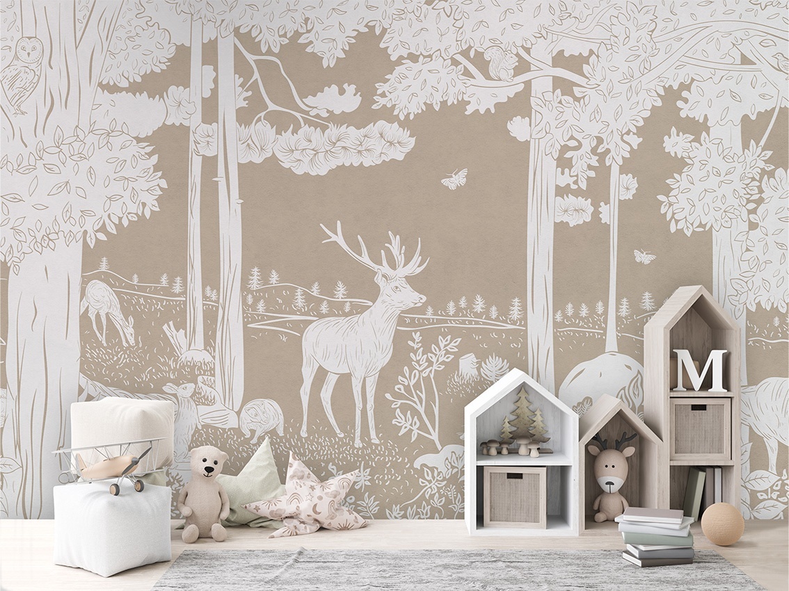 Fototapet Monochrome Forest - Brown, Kikki Belle - 3