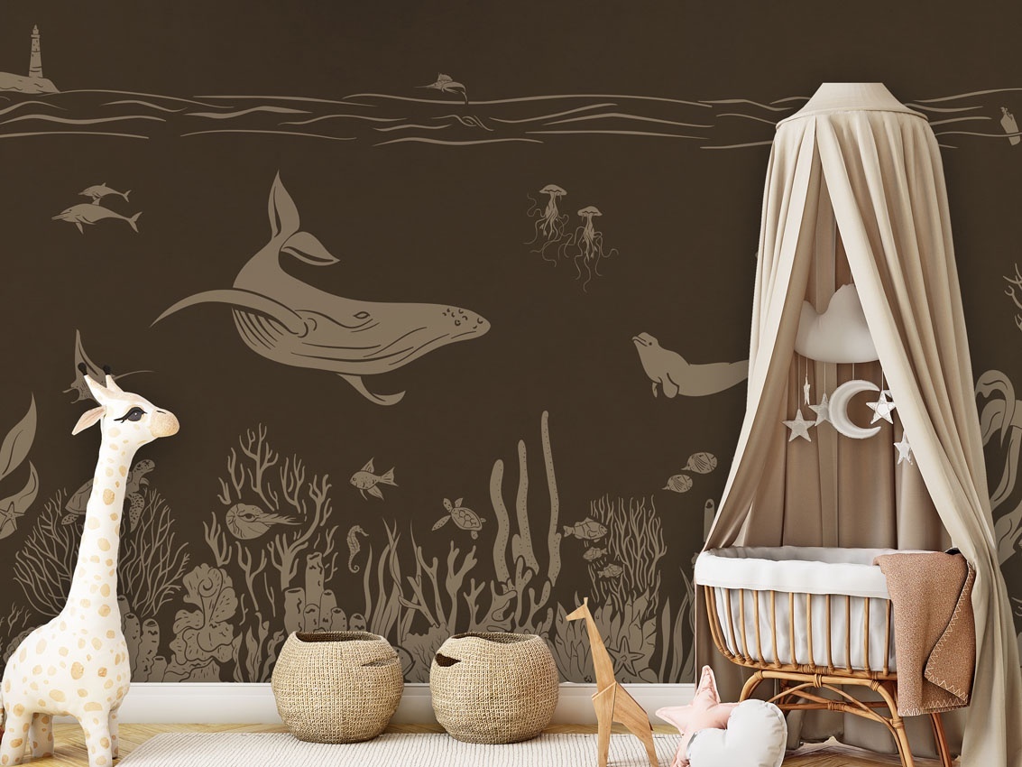 Fototapet Monochrome Sea - Brown Vintage, Kikki Belle