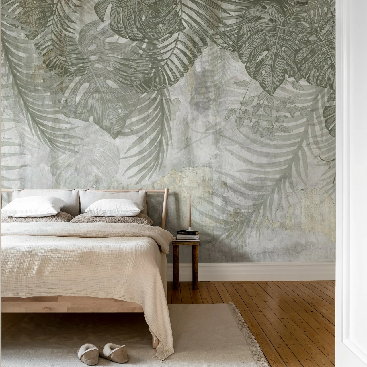 Fototapet, Monstera Wall, Gray, Rebel Walls