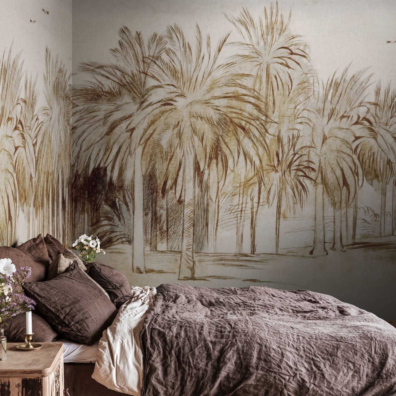 Fototapet, Ocean Palms, Beige, Rebel Walls