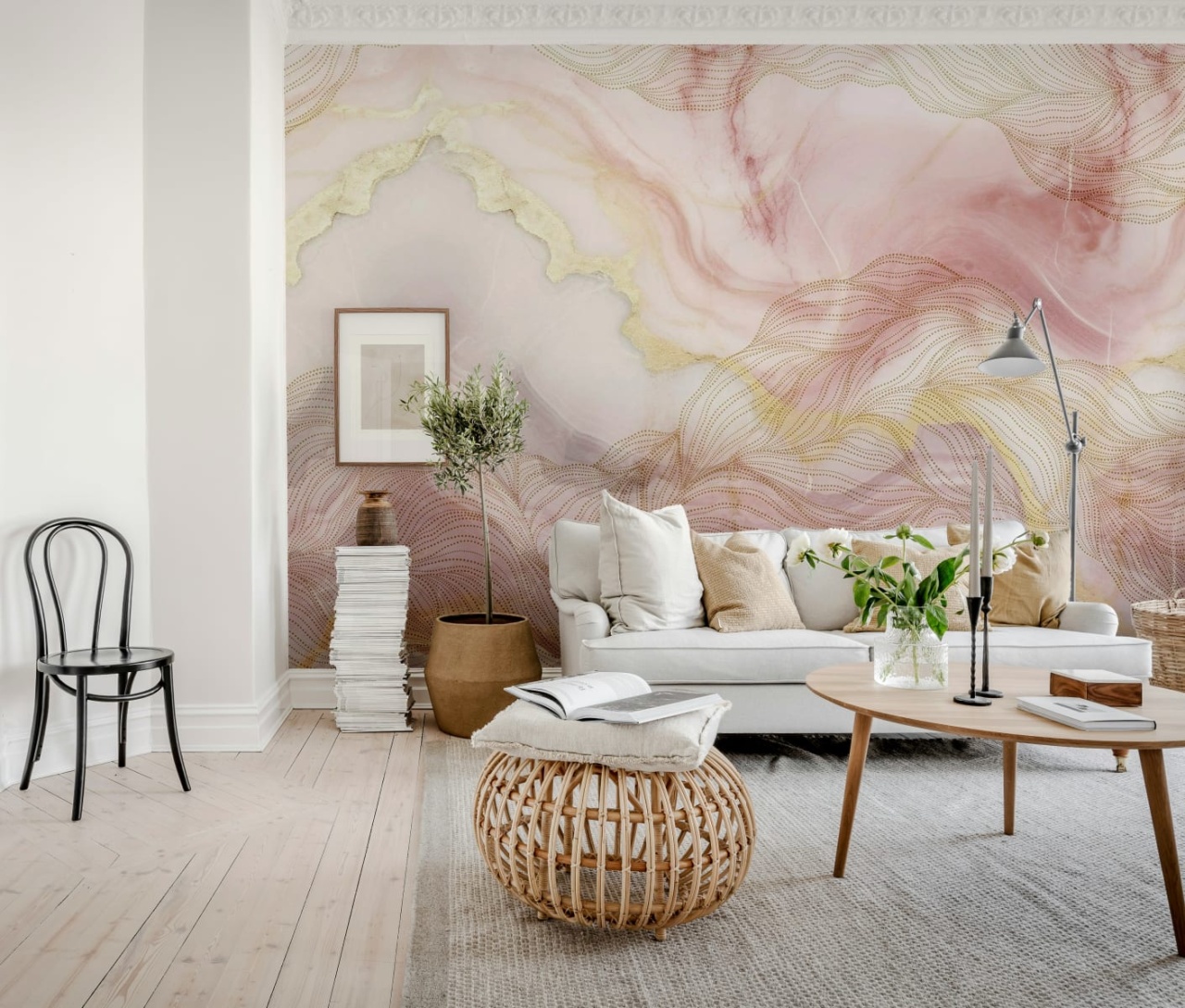 Fototapet, Opulence Dots, Pink Marble, Rebel Walls