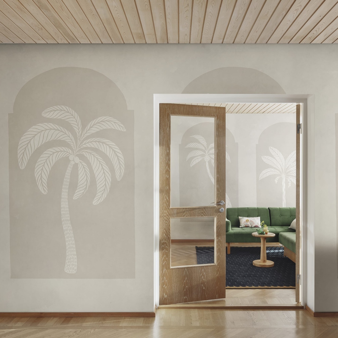 Fototapet, Palm Arches, Beige, Rebel Walls - 3