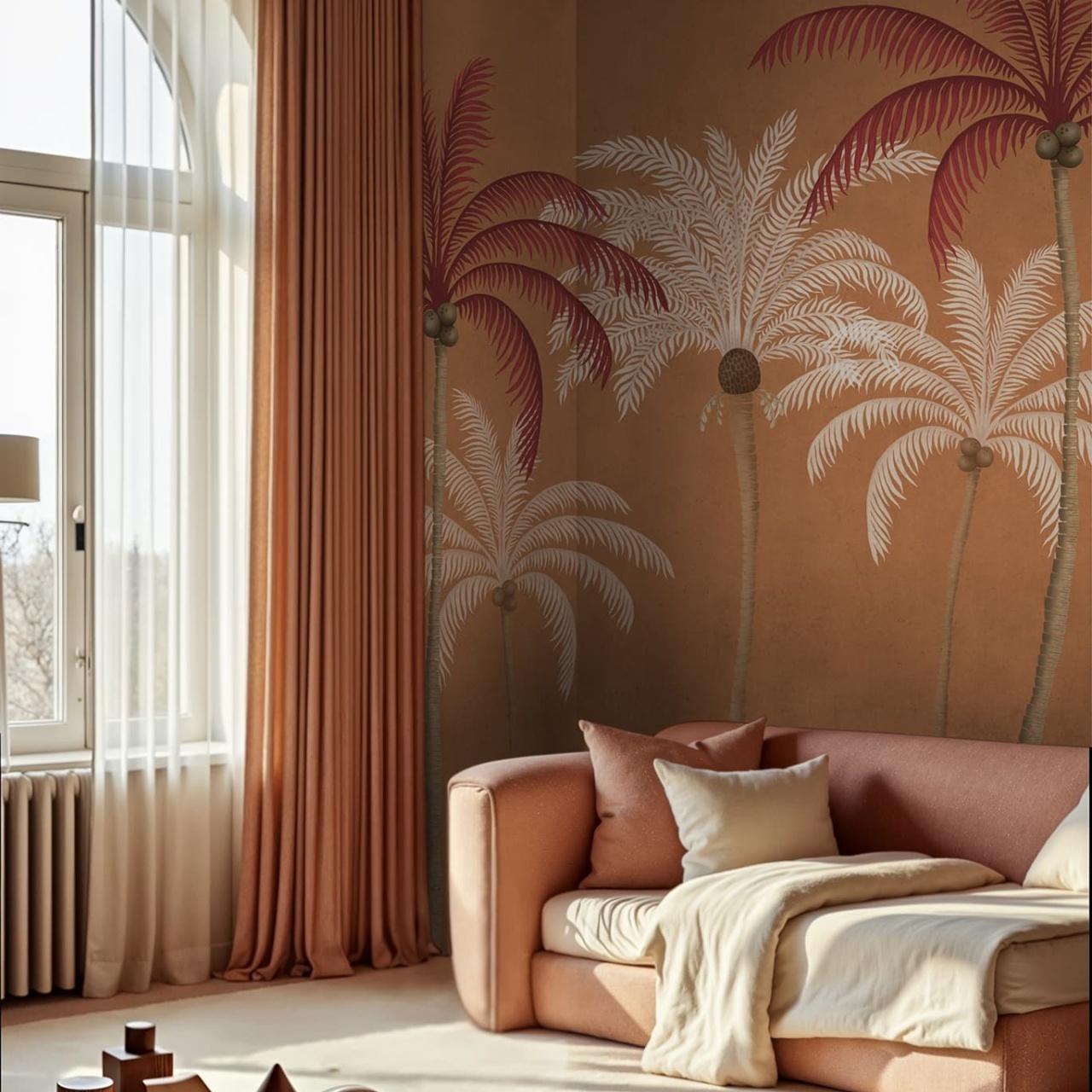 Fototapet, Palm Parade, Orange, Rebel Walls - 3